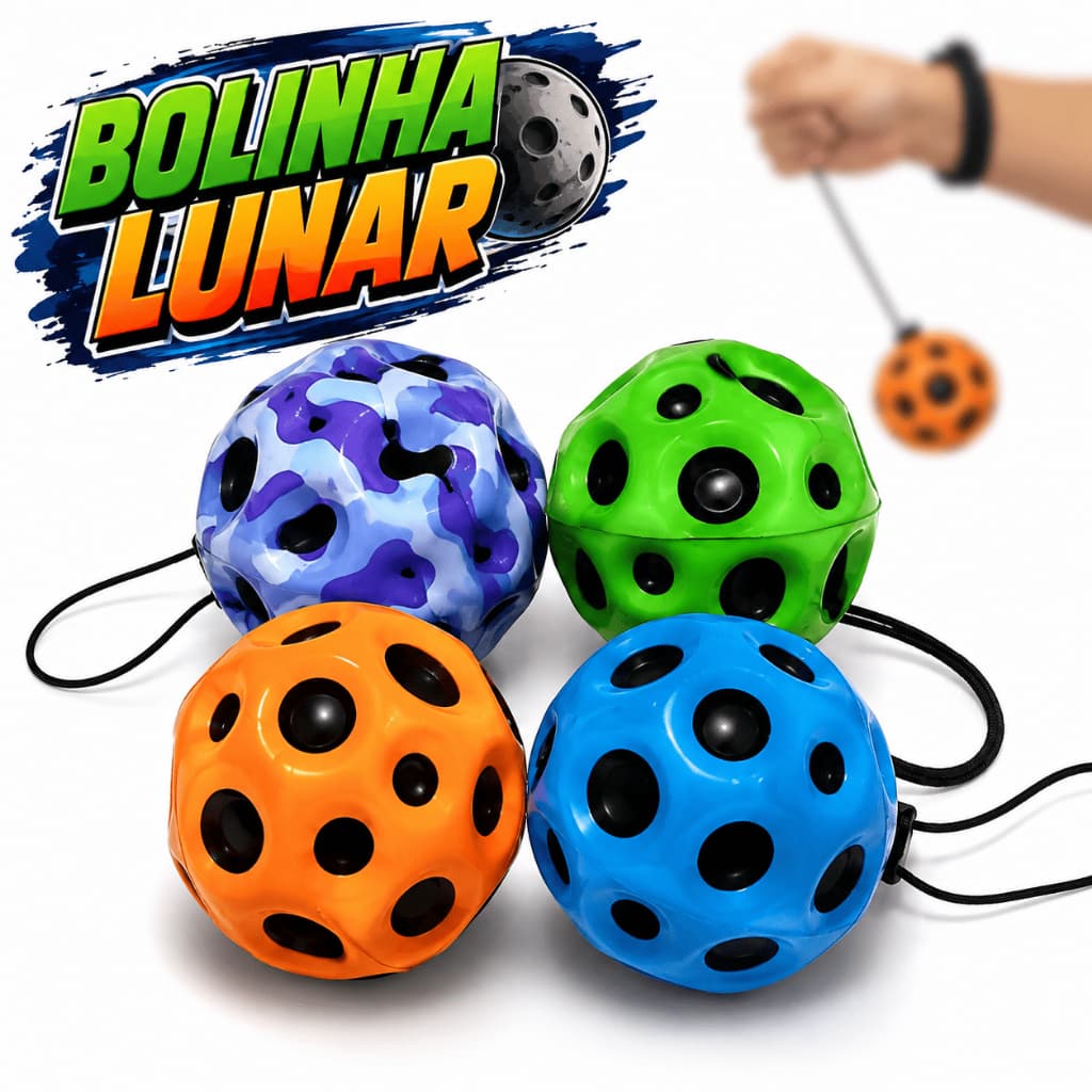 Bolinha Lunar Saltitante Pula Pula com Cordinha Infantil Brinquedo de Pular e Quicar Cores Sortidas