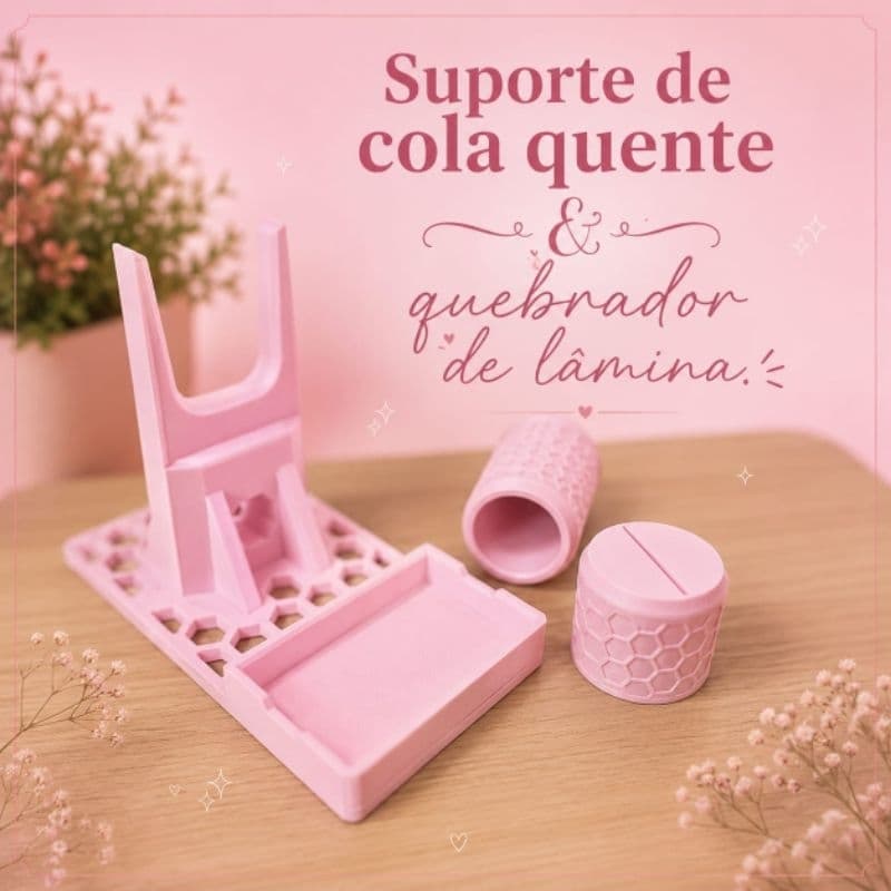 Kit Suporte de cola quente + Quebrador de Lâmina Estilete
