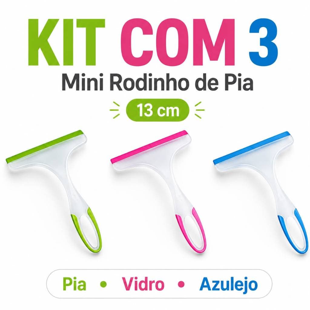Mini Rodo de Pia 13cm Cozinha Rodo Secador para Pia Vidro Azulejo Bancada Limpeza