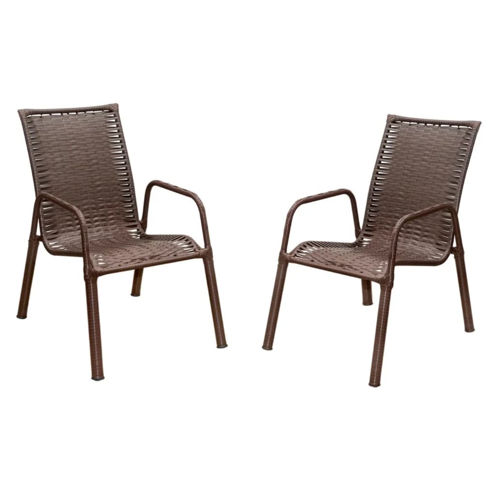 Kit 2 Cadeira Jardim Varanda Em Fibra Sintética Premium Hajstore Conforto Piscina Lazer - Cor Amêndoa