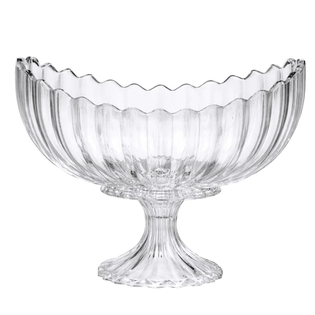 Fruteira de Vidro com Pé Geneva 20x31cm Cristal Lapidado com Pé Alto Reforçado Centro de Mesa Luxo