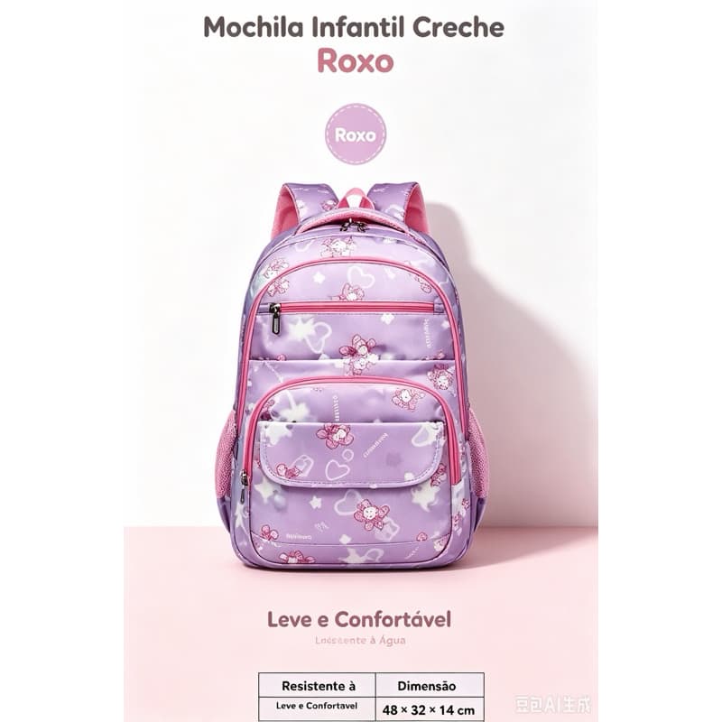 Mochila Escolar Juvenil Estampa My Melody, Leve Impermeável, Vários Cores para Menina