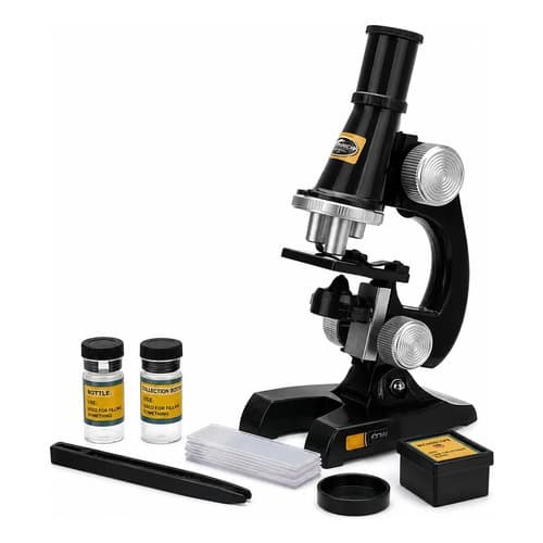 Microscopio Mesa Laboratorio Ampliacao 450x LED Light Kit Acessorios Escolar Completo