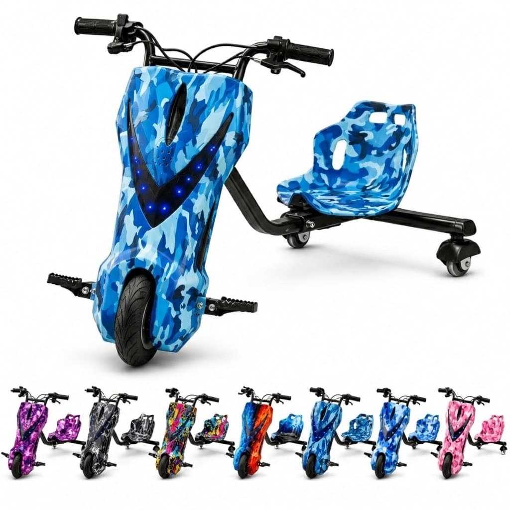 Triciclo Elétrico Infantil Drift Bluetooth 350W Farol e Luz LED Suporta até 100kg