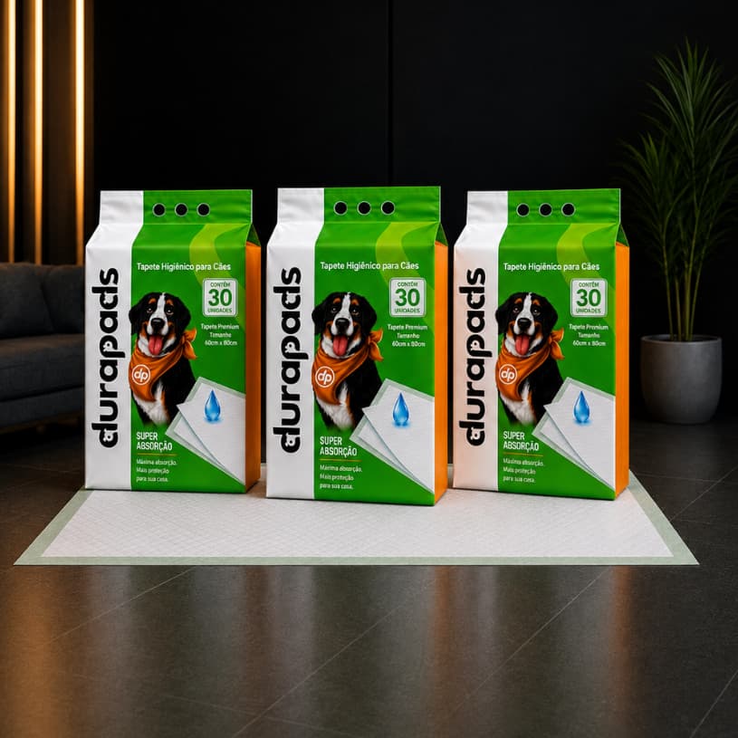 Kit 3 Tapete Higiênico para Cachorro Durapads 80 x 60cm - 90 Un