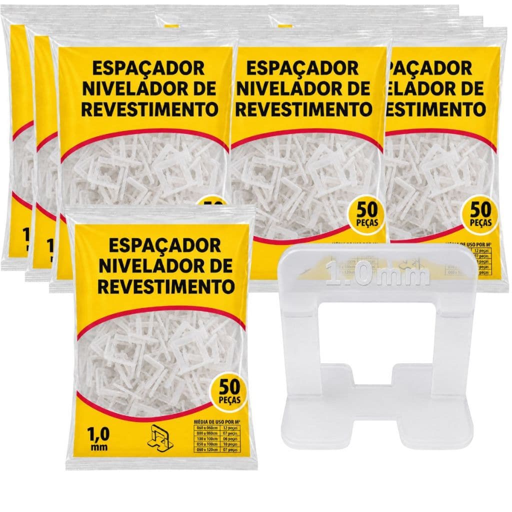 Kit 500 Espaçadores Para Pisos Cerâmica Profissional Forte 2mm 1,5mm 1,0mm