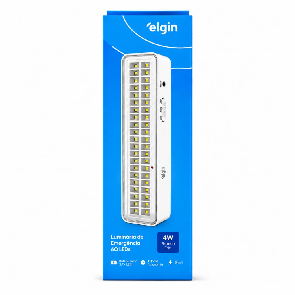 Luminária De Emergência 60 Leds 4w Bivolt Recarregável - Elgin