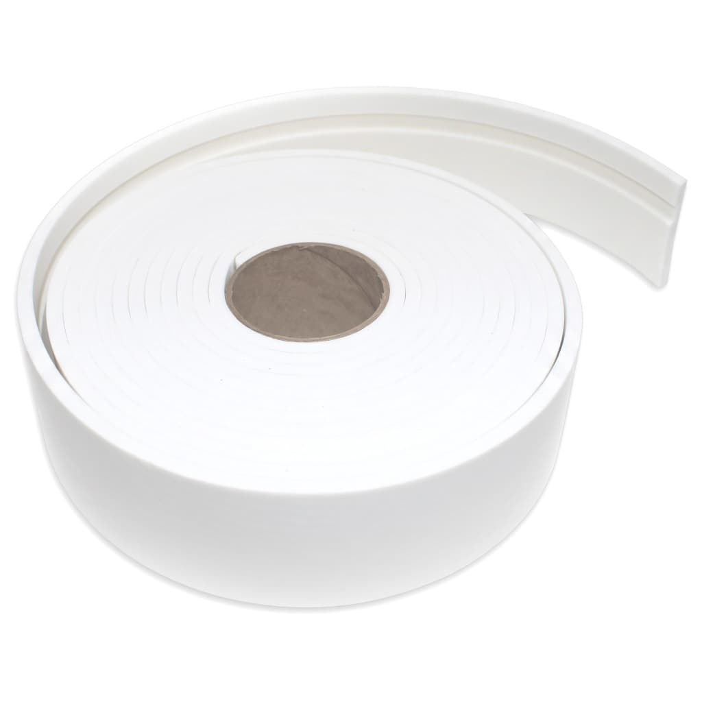 Rodameio Rodateto Rodapé Ripado Moldura De Eva Autocolante Branco 5 cm  5 mm 5 Metros Frisado