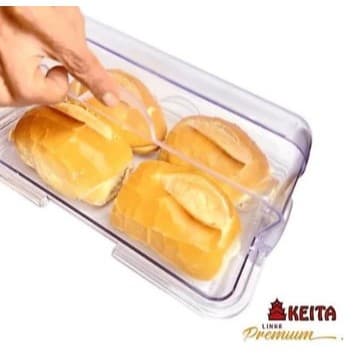 OFERTA Porta Pão Cristal Armazenador Com Tampa Articulável Profissional Para Pães Bolos e Bolachas KEITA