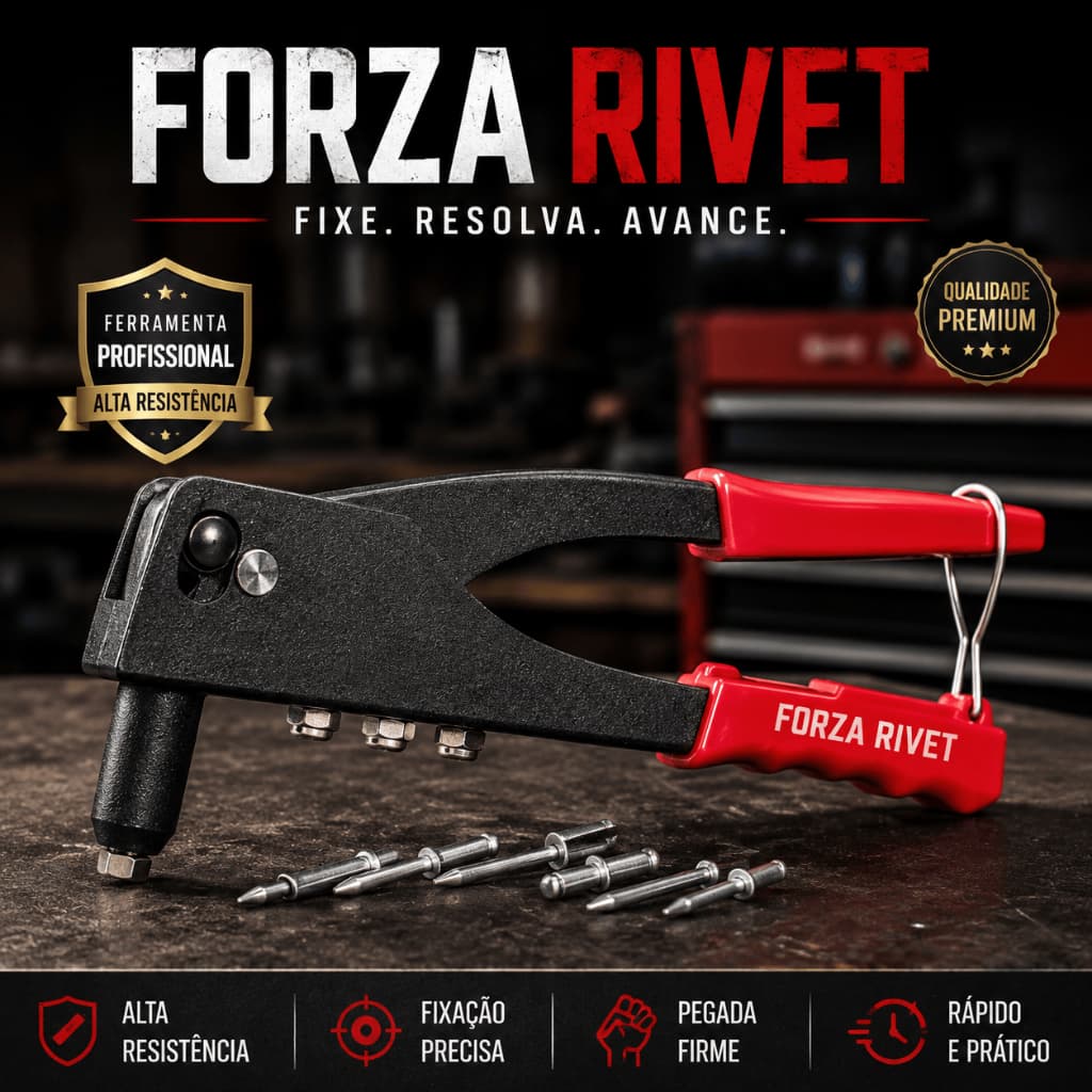 Rebitador Manual Profissional Forza Rivet 9,5" Alicate de Rebite Rebitadeira para Metal Alumínio Chapa Oficina