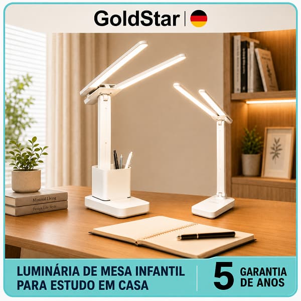 GoldStar Luminária Abajur De Mesa Recarregável Luz Led Sem Fio Luminária De Estudo Sensível Ao Toque