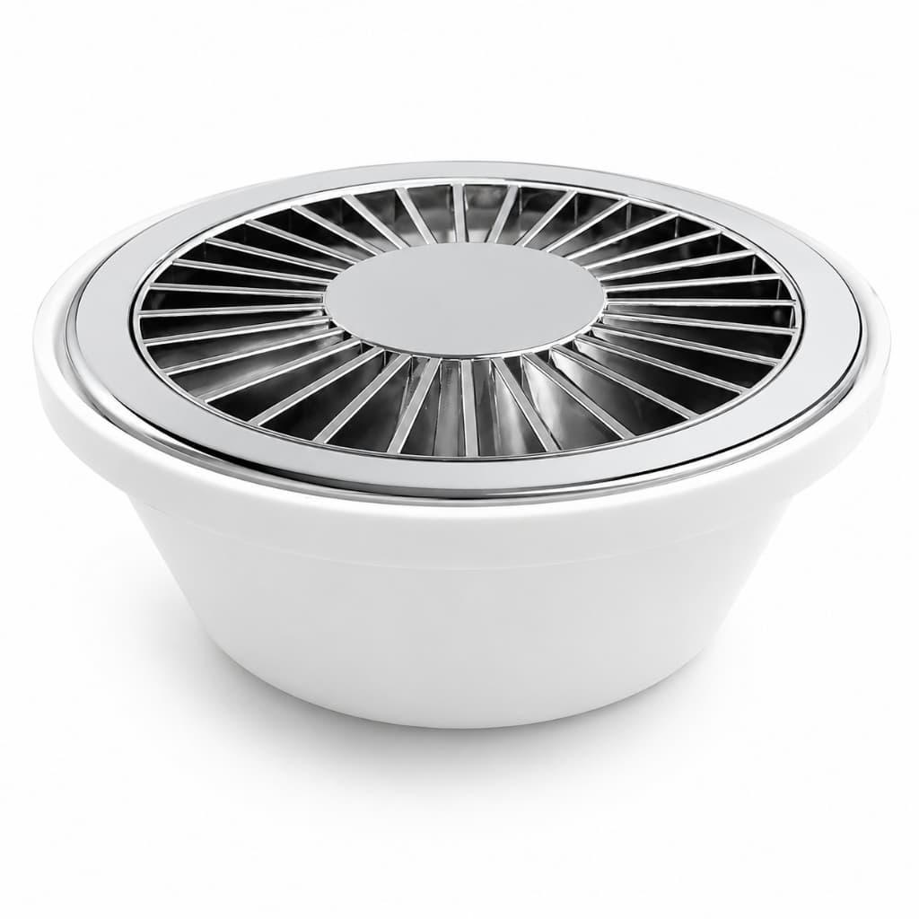 Ralo Sifonado Cônico Redondo 100x40mm Branco Grelha Cromada  Em ABS