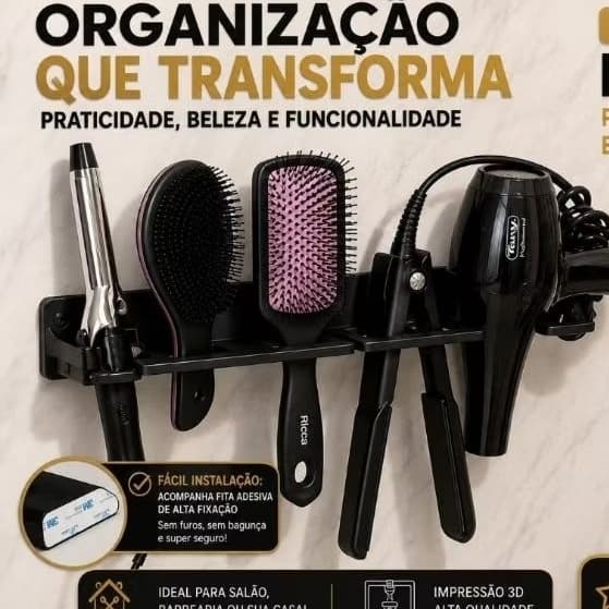 Kit 2 peças Organizador de Cabelo Suporte Secador Chapinha Babyliss e Escovas
