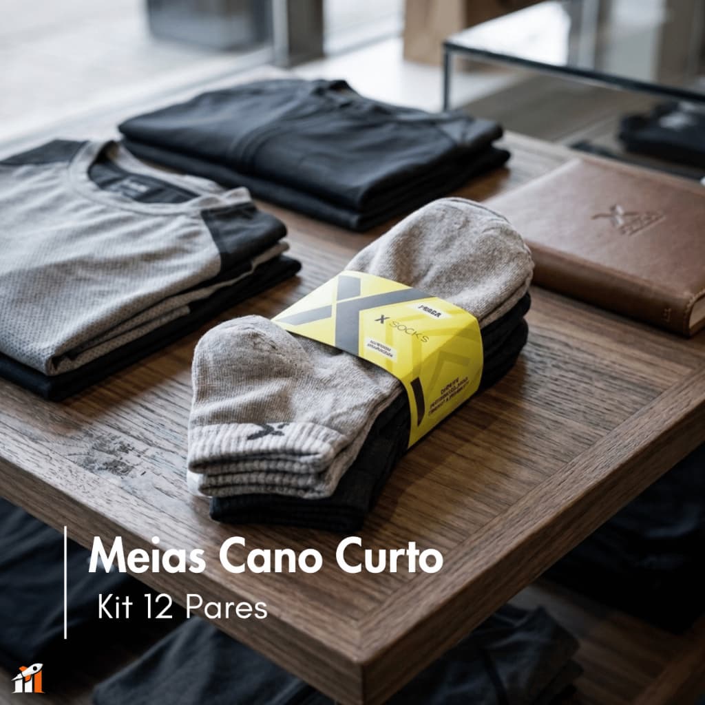 Kit 12 Pares de Meias Cano Curto Confortáveis Masculino Feminino