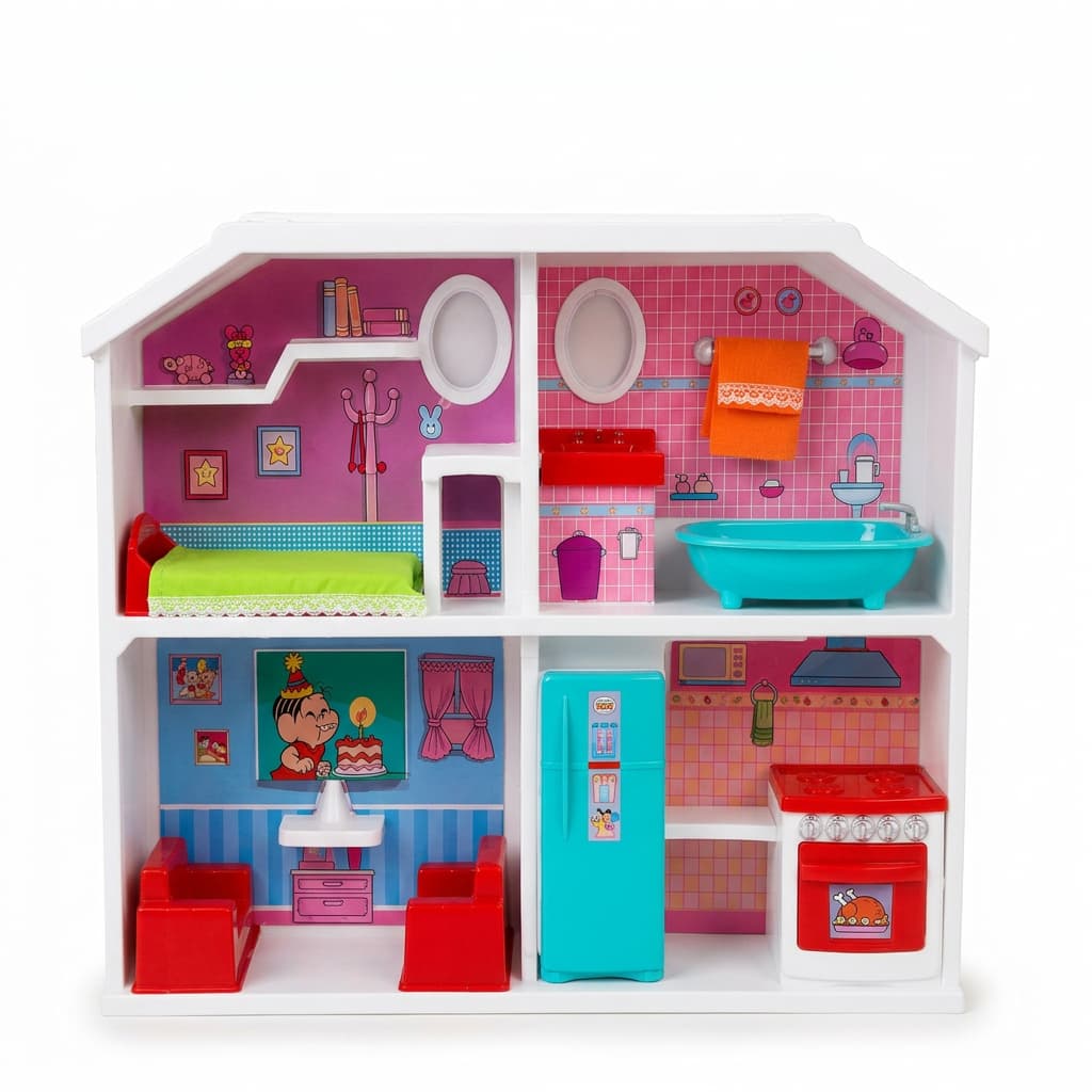 Casinha Infantil Tematica Turma da Mônica Casa de Boneca Cor Branca Design Colorido Original
