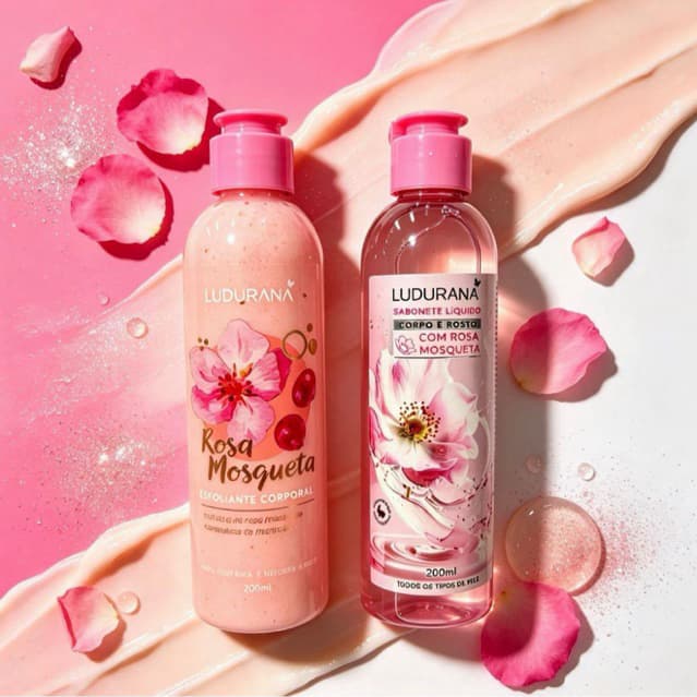 Kit Rosa Mosqueta Ludurana - Limpeza e Esfoliação + Nécessaire Transparente de Brinde