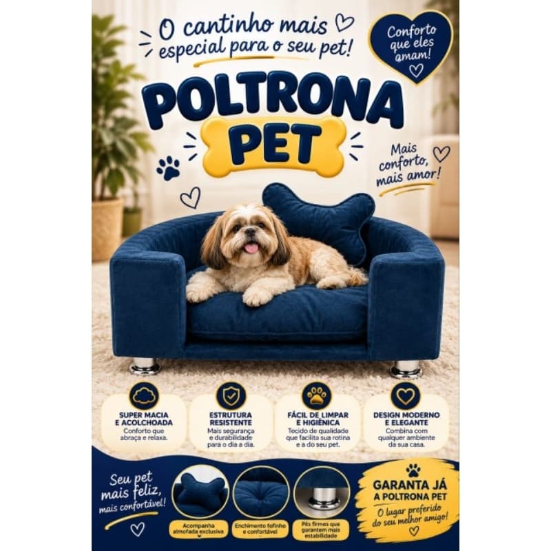 Poltrona Pet Luxo P  pra animais de pequeno porte + Almofada Osso de Brinde 🐶🐱