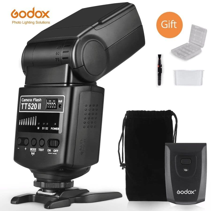 NOVO FLASH GODOX TT520 II UNIVERSAL SPEEDLITE + RADIO DISPARADOR  Original