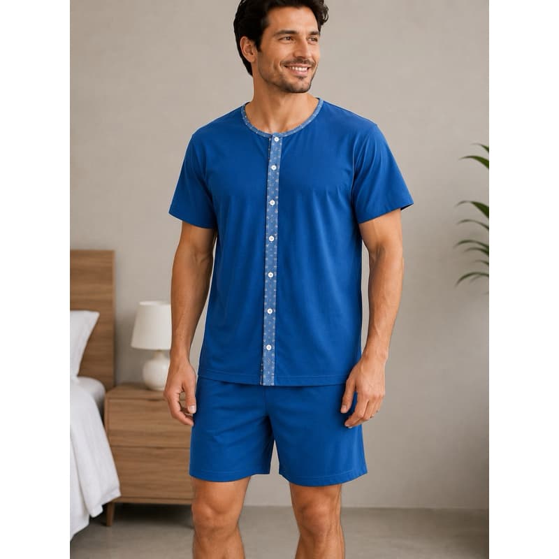 pijama americano masculino manga curta pós cirúrgico para homem pijama de botões