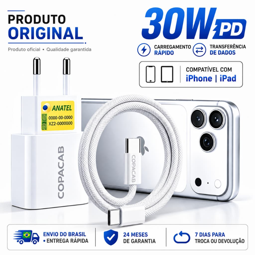 Cabo USB-C para USB-C 45W PD Carregamento Rápido para iPhone 15 16 17 18 Samsung Android Notebook Nylon Reforçado