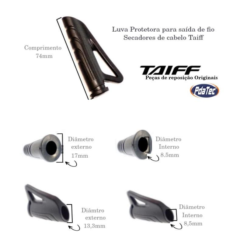 Kit com 2 Unidades – Luva para Saída de Fio/Cabo para Secador de Cabelo Taiff