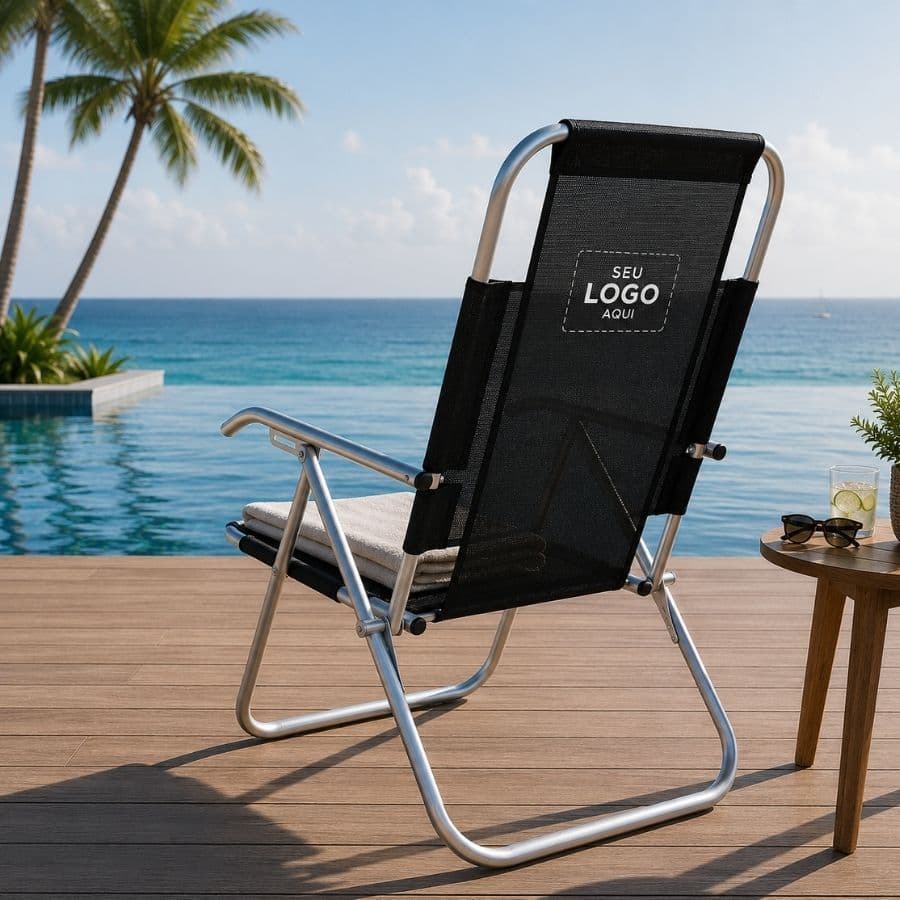 CADEIRA DE PRAIA DE AALUMÍNIO RECLINÁVEL VIP REFORÇADA PERSONALIZADA 150kg