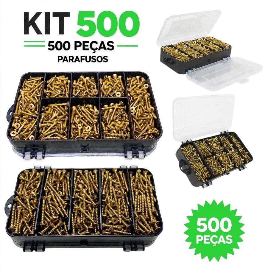 Kit 500 Parafusos Chipboard Phillips Marcenaria Madeira Mdf Cx Organizadora 6 Medidas