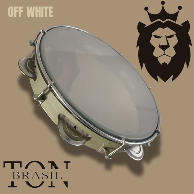 Pandeiro Profissional - OFF WHITE - 08’ Abs | Pele de Nylon | Platinela de aço