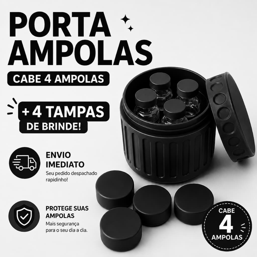 Porta Ampolas 3ml/5ml – Organizador para 4 Unidades | Estojo para Transporte e Geladeira