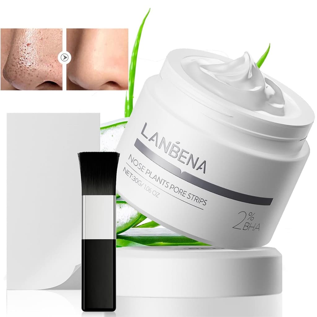 Lanbena Removedor de Cravos Máscara Facial + 60 Papéis Limpeza Nariz e Rosto