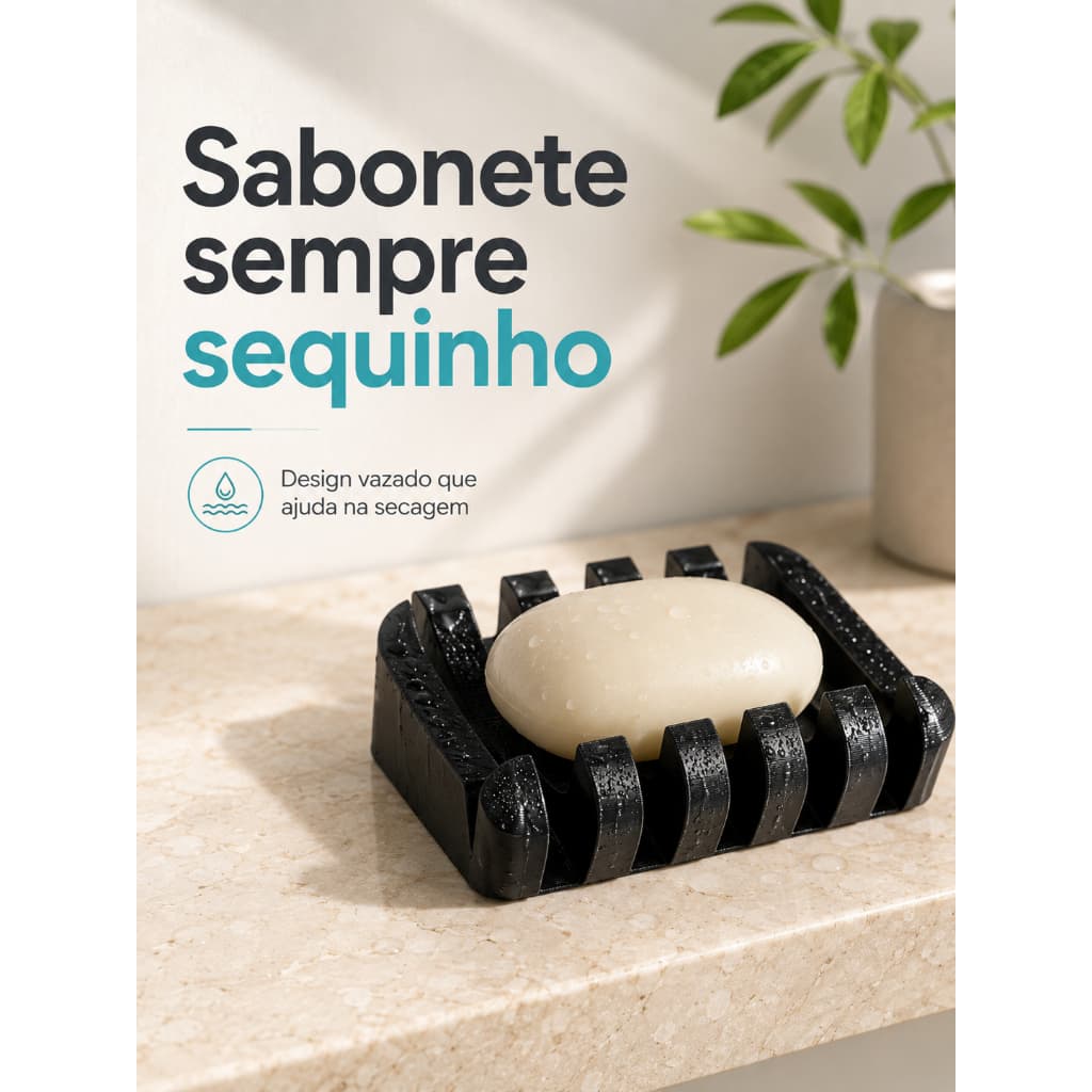 Saboneteira Drenante Porta Sabonete em Barra para Banheiro Pia Bancada Design Moderno