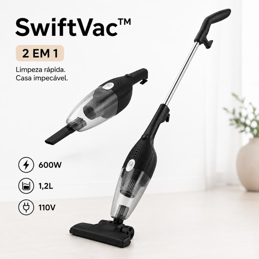 Aspirador de Pó Vertical 2 em 1 Portátil com Fio 110 V Casa Carro Tapetes Sala 600W 13KPa 1,2 L