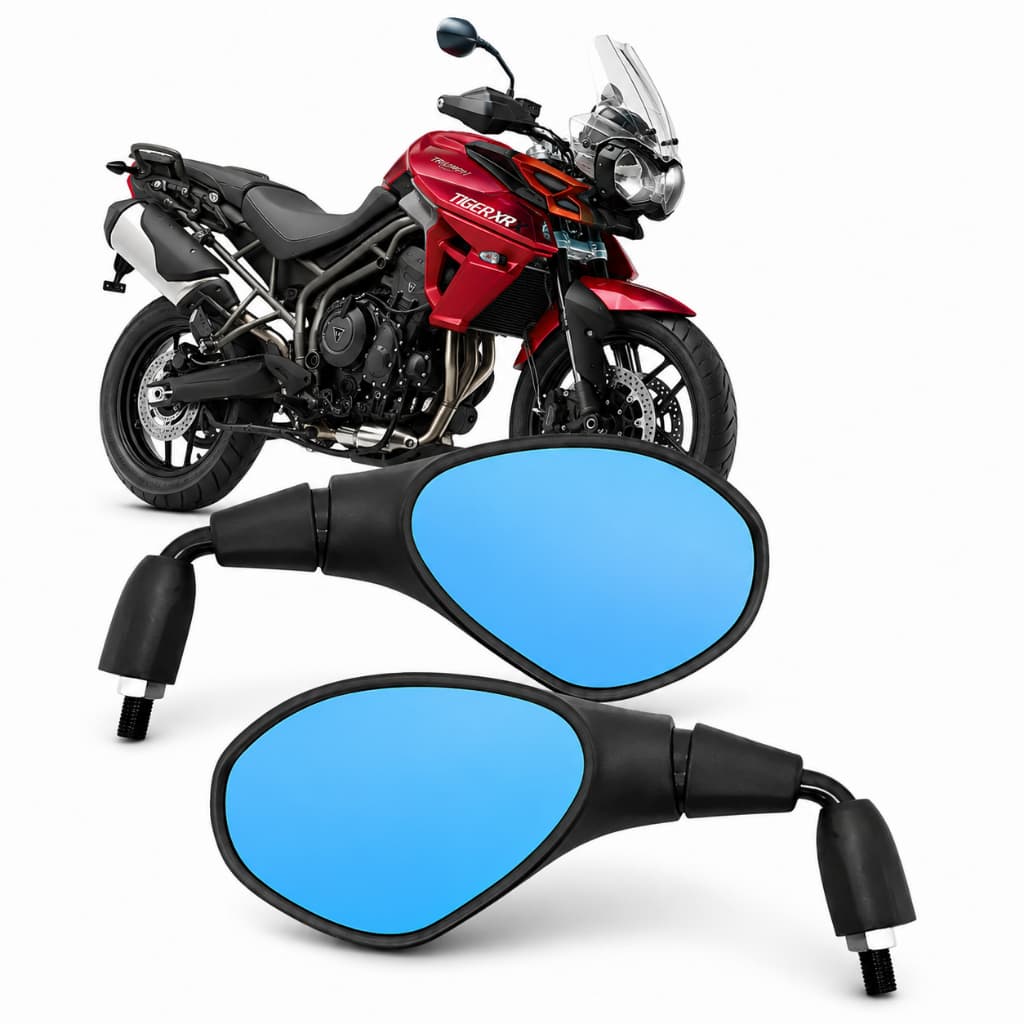 Retrovisor Bmw F800 Rebaixado 90° Compativel Lente Convexa Azul Rosca Para Honda