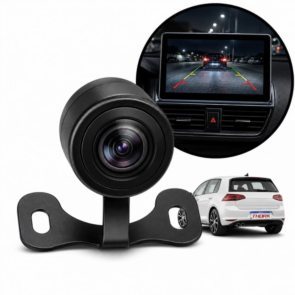 Câmera De Re Borboleta Universal Visão Noturna Colorida IP67 A Prova D Agua Cabo RCA 6 Metros Carro 12V