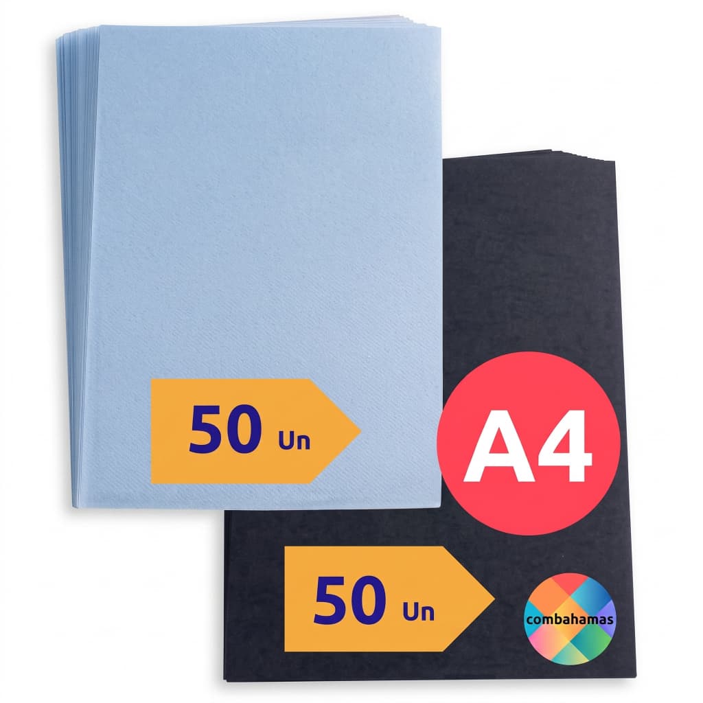KIT 100 CAPA ENCADERNAÇÃO A4, 50 TRANSPARENTES E 50 PRETAS, COMBAHAMAS