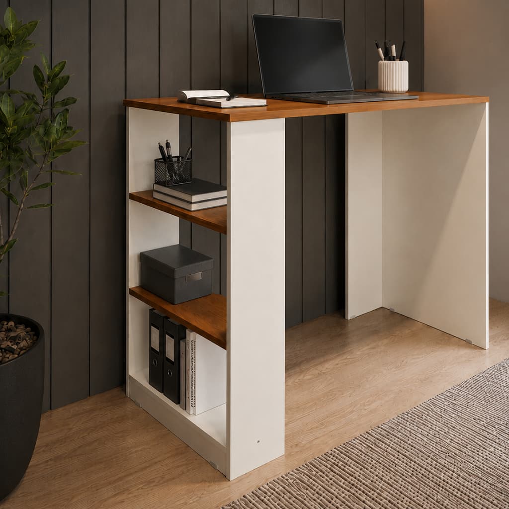 Mesa de Computador Escrivaninha Prime Para Quarto Escritório Gamer com Nicho Lateral