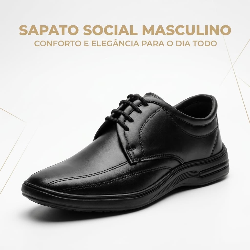 Sapato Social Masculino Confortável Leve Cadarço Trabalho Casamento Igreja Evento Social Macio Casual