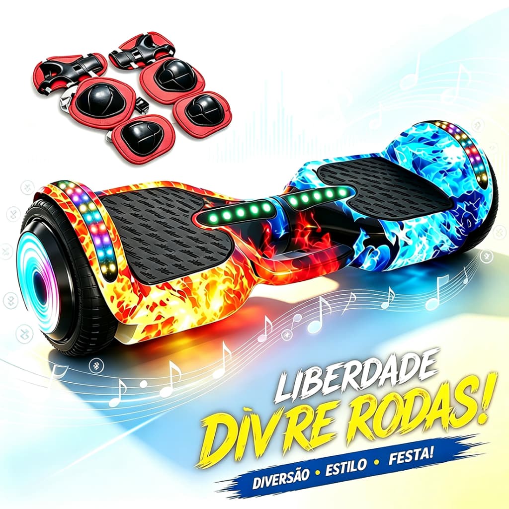 Hoverboard Infantil Skate Elétrico 6,5",Bluetooth,LEDs Inteligentes,Bateria Potente,Velocidades Ajustáveis,menino menina