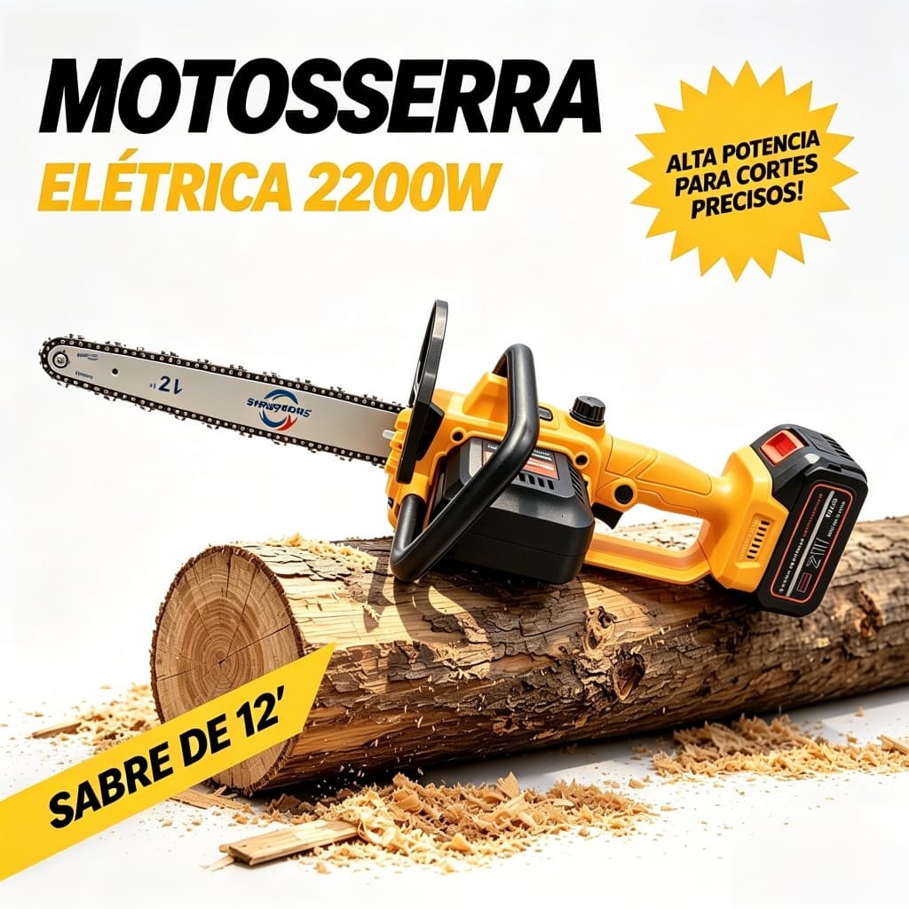 Serra elétrica portátil sem escovas 21V Corrente de 12 polegadas 2200W Para corte de madeira, poda e trabalhos agrícolas