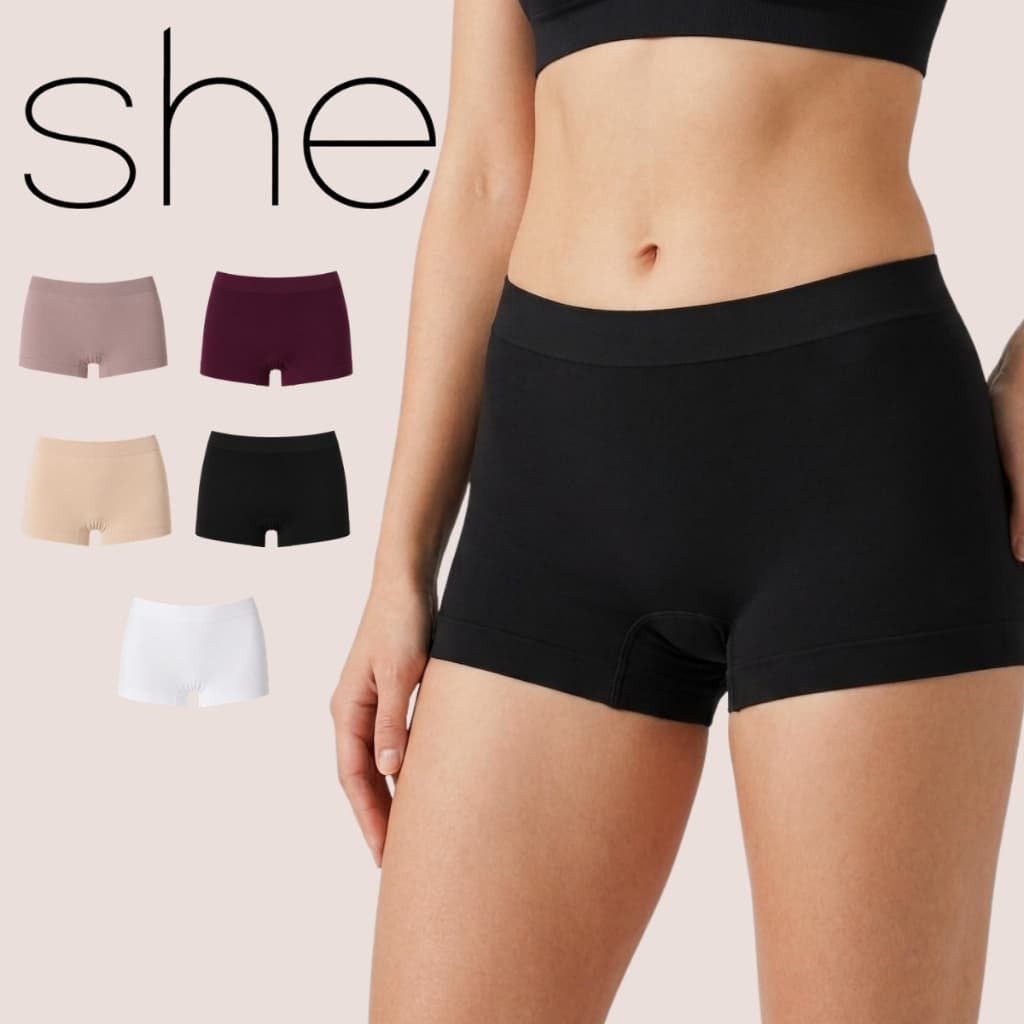 Calcinha Boyshort She Feminina Sem Costura em Microfibra com Laterais Largas e Confortáveis