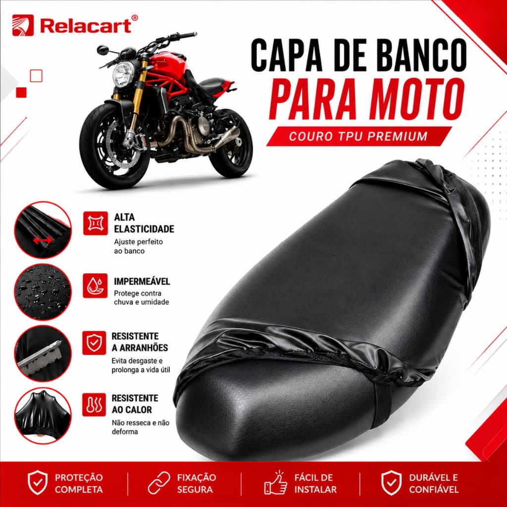 Capa de Banco Ajuste Universal em Couro para Moto e Veículo Elétrico Impermeável Resistente à Água