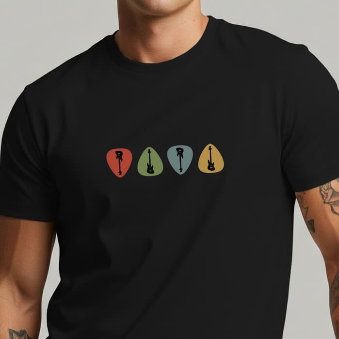 Camiseta Masculina Palhetas Guitarra Rock & Música 100% Algodao Premium