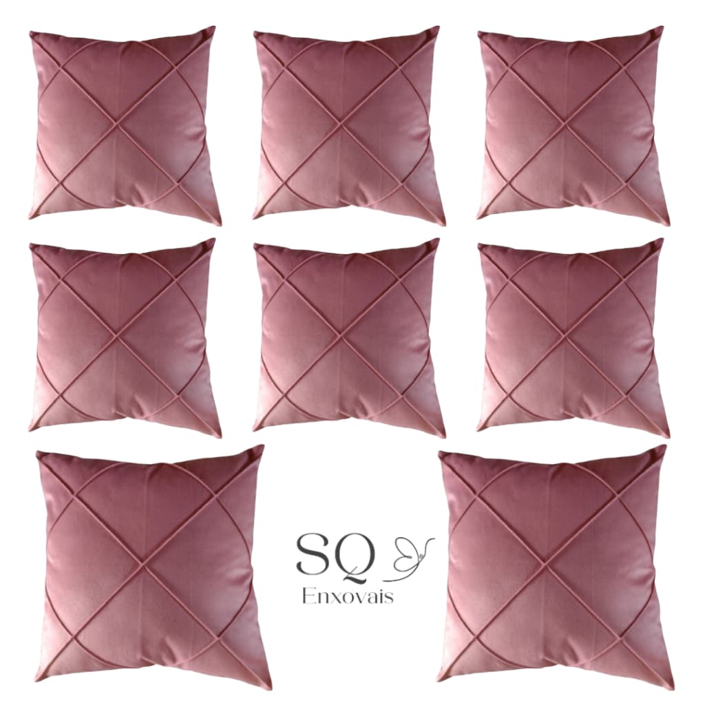Kit  Com 8 Almofadas Cheias 45x45cm Suede Drapeada Com Zíper