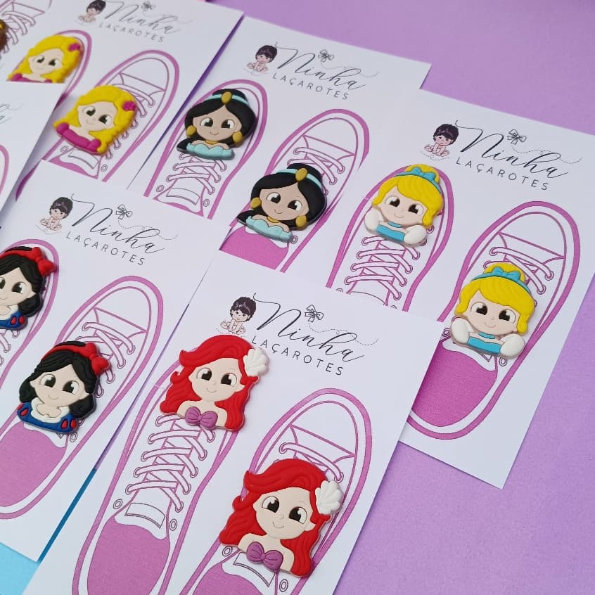 Aplique de tênis Princesas da Disney Apliques para cadarço de tênis acessórios infantis menina e menino moda infantil