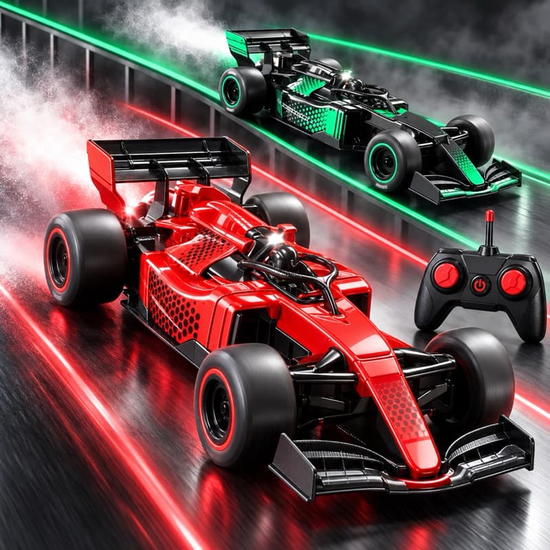 Brinquedo Carrinho de Controle Remoto Recarregável Formula1 Solta Fumaça Controle Total Menino e Acessórios