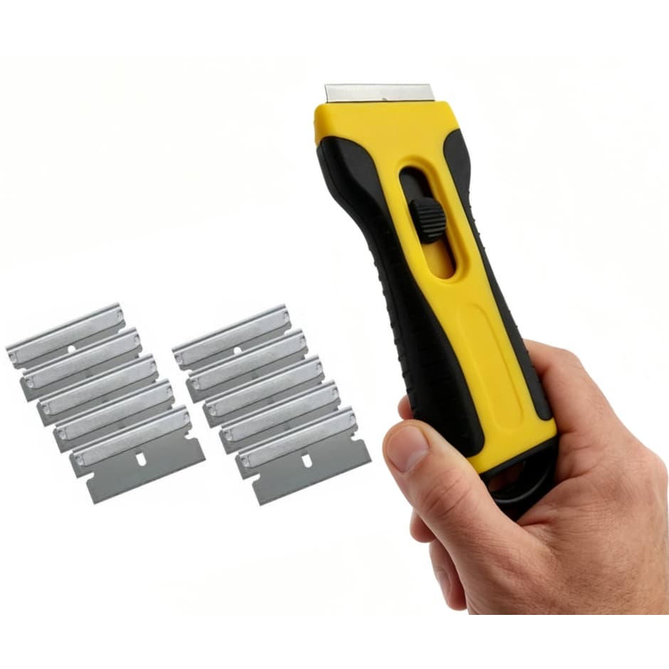 RATINHO RASPADOR PROFISSIONAL PLASTICO ERGONOMICO + 10 LAMINAS P/ APLICACAO INSULFILM