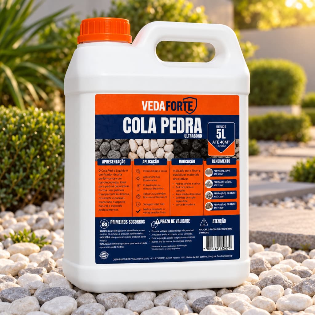 Cola Pedra Ultrabond Veda Forte 5L Fixador Jardim Brita Pedrisco Cascalho Seixos Nanotecnologia