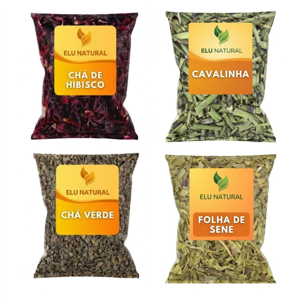 Kit Desinchá: Cavalinha, Cha Verde, Cha de Hibisco e Sene Premium 1kg 2kg 4kg