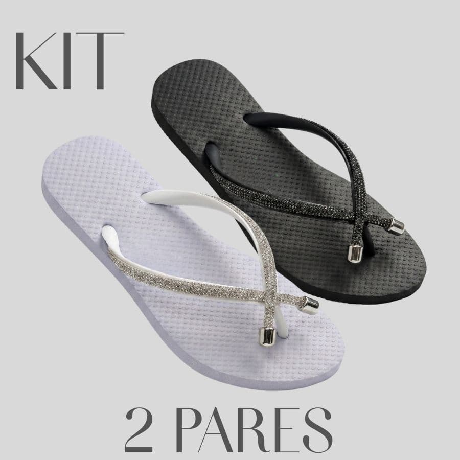 kit 2 Pares Chinelo Feminino Básico Chinelo Elegante Confotável Leve Macio Sandália Brilhante Strass