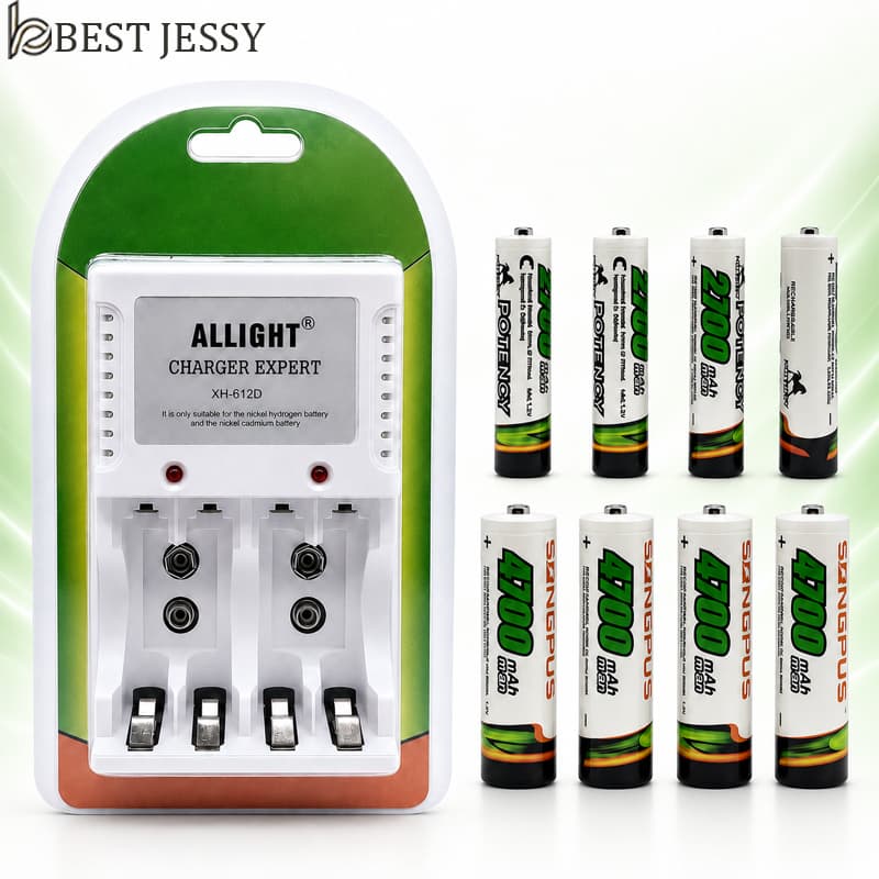 AA/AAA Rechargeable Battery Charger Kit/9V Battery